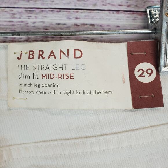 J Brand White Jeans Straight Leg Mid Rise Stretch 805 White Size 29 - Picture 11 of 14